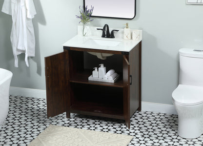 30 inch Single bathroom vanity in expresso with backsplash