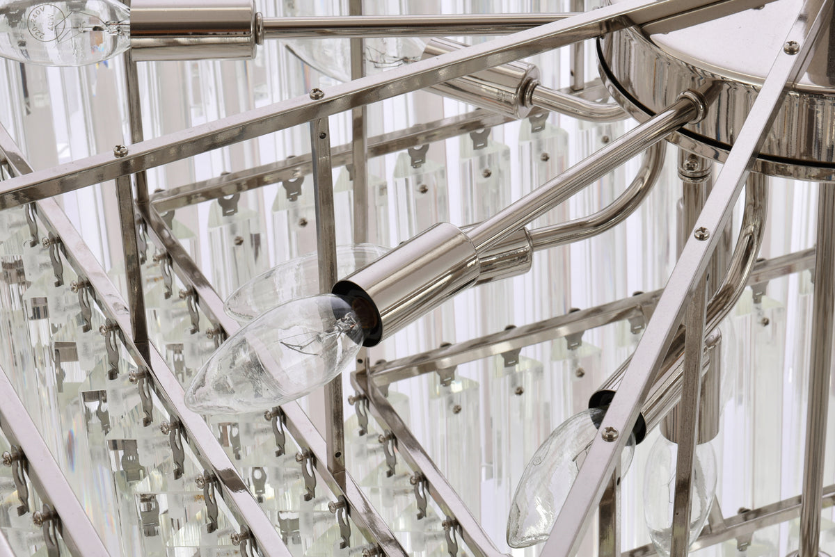 Sydney 34 inch square crystal chandelier in polished nickel