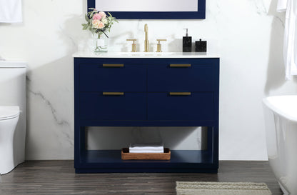 42 inch Single bathroom vanity in blue with backsplash