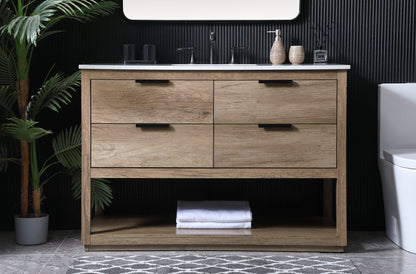 48 Inch SIngle Bathroom Vanity In Natural Oak