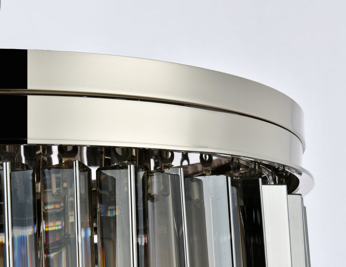 Sydney 9 light polished nickel Flush Mount Silver Shade (Grey) Royal Cut Crystal