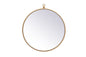 Metal frame round mirror with decorative hook 18 inch in Brass