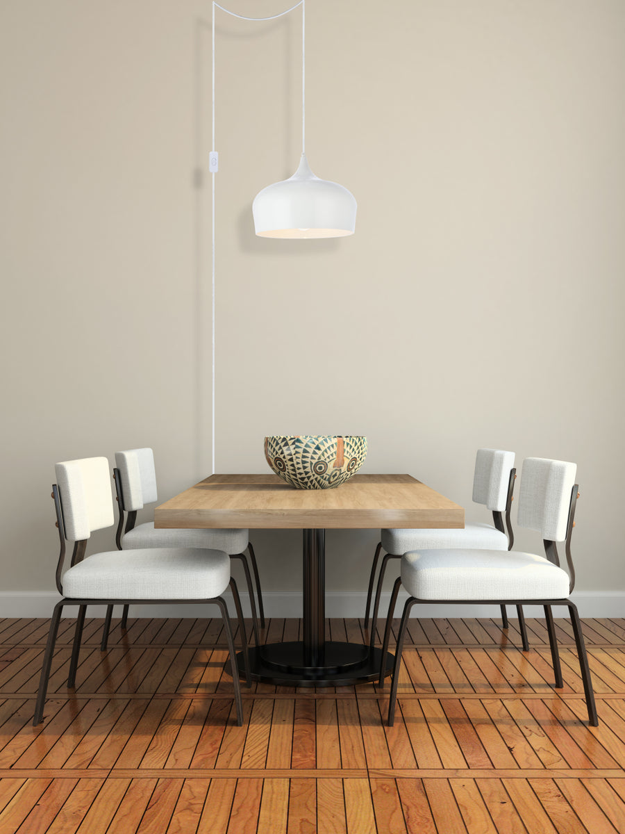 Nora 1 Light white plug-in pendant