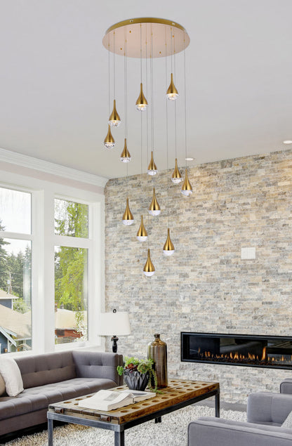 Amherst 30 inch LED chandelier in satin gold