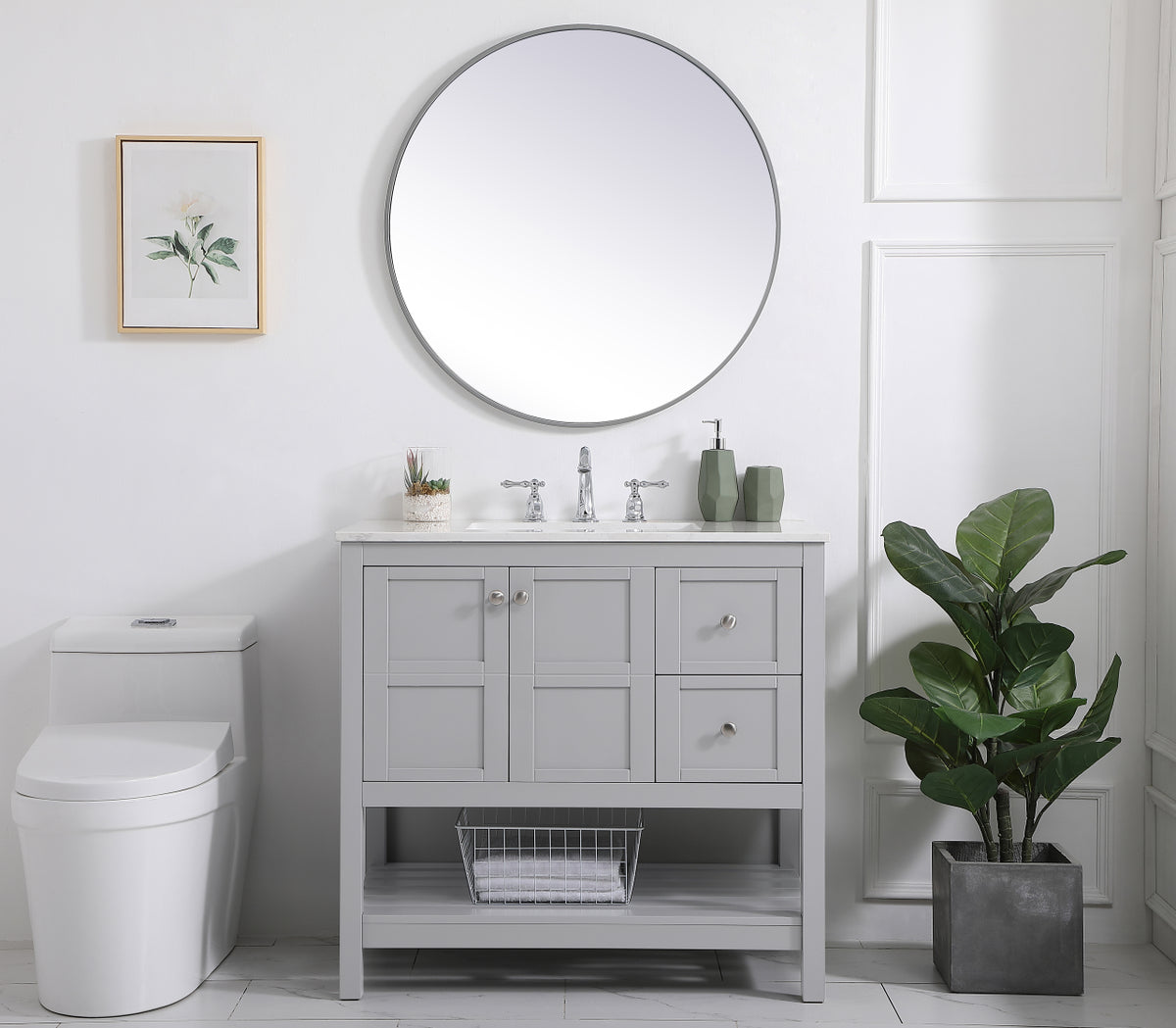 36 inch Single Bathroom Vanity in Gray