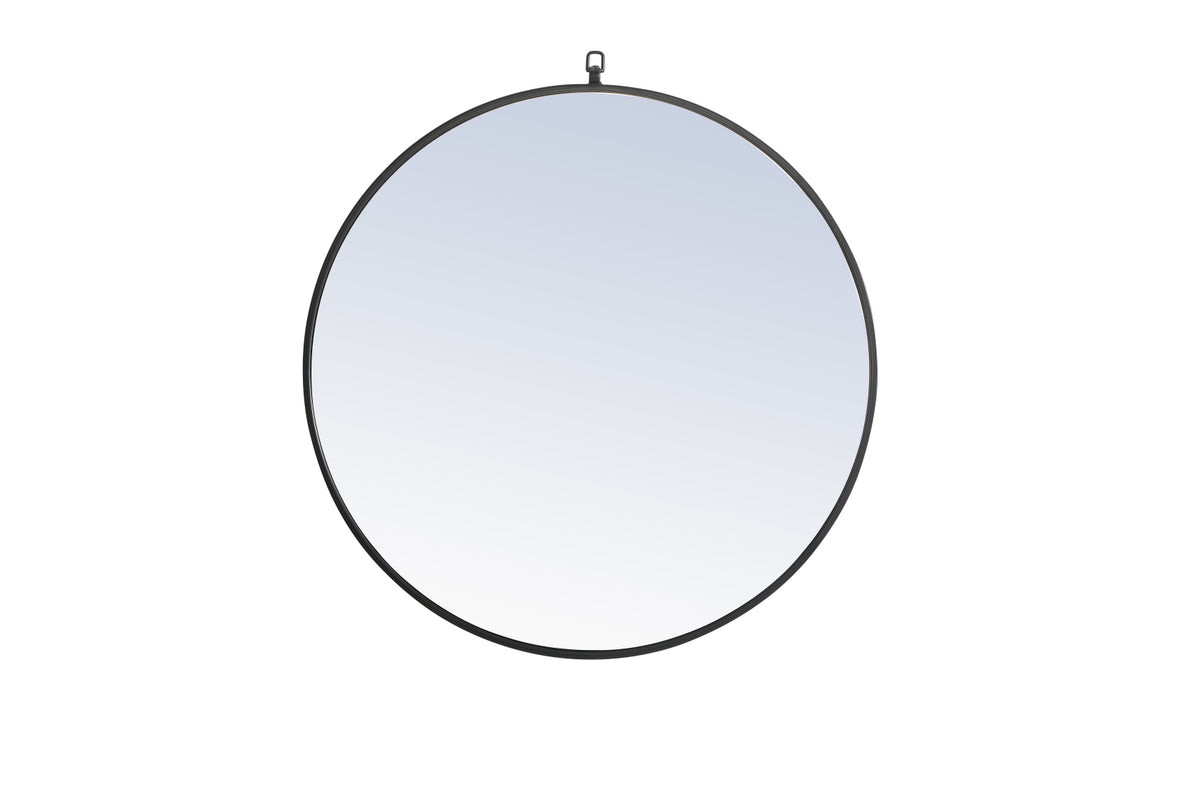 Metal frame Round Mirror with decorative hook 32 inch Black finish