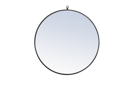 Metal frame Round Mirror with decorative hook 32 inch Black finish