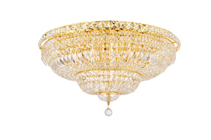Tranquil 18 light Gold Flush Mount Clear Royal Cut Crystal