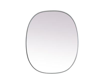 Metal Frame Oval Mirror 30x36 Inch in Silver