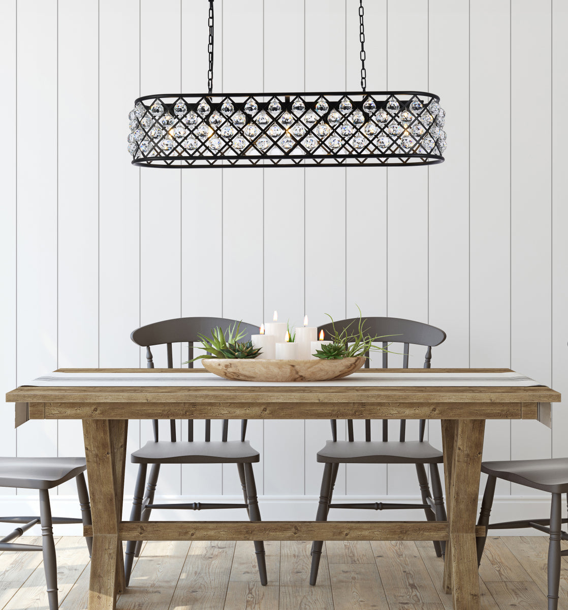 Madison 7 light Matte Black Chandelier Clear Royal Cut Crystal