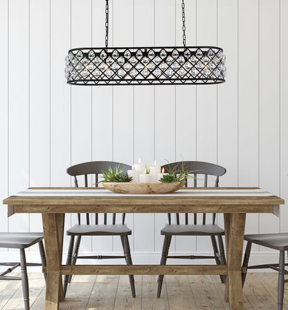 Madison 7 light Matte Black Chandelier Clear Royal Cut Crystal