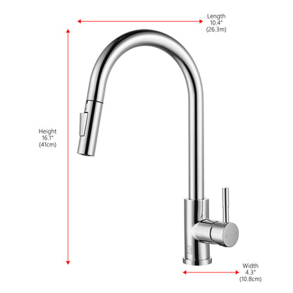 Luca Single Handle Pull Down Sprayer Kitchen Faucet with touch sensor in Chrome