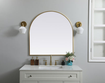 Metal Frame Arch Mirror 36x36 Inch in Brass