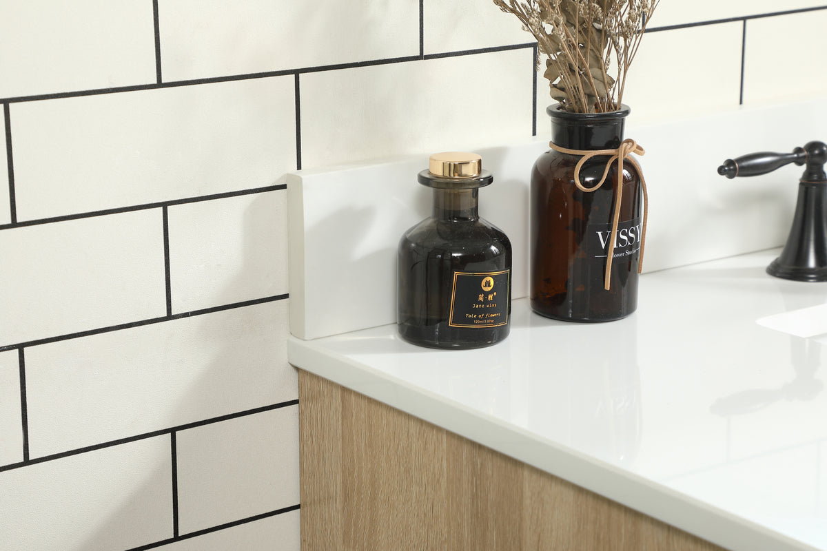 36 inch Single bathroom vanity in mango wood with backsplash