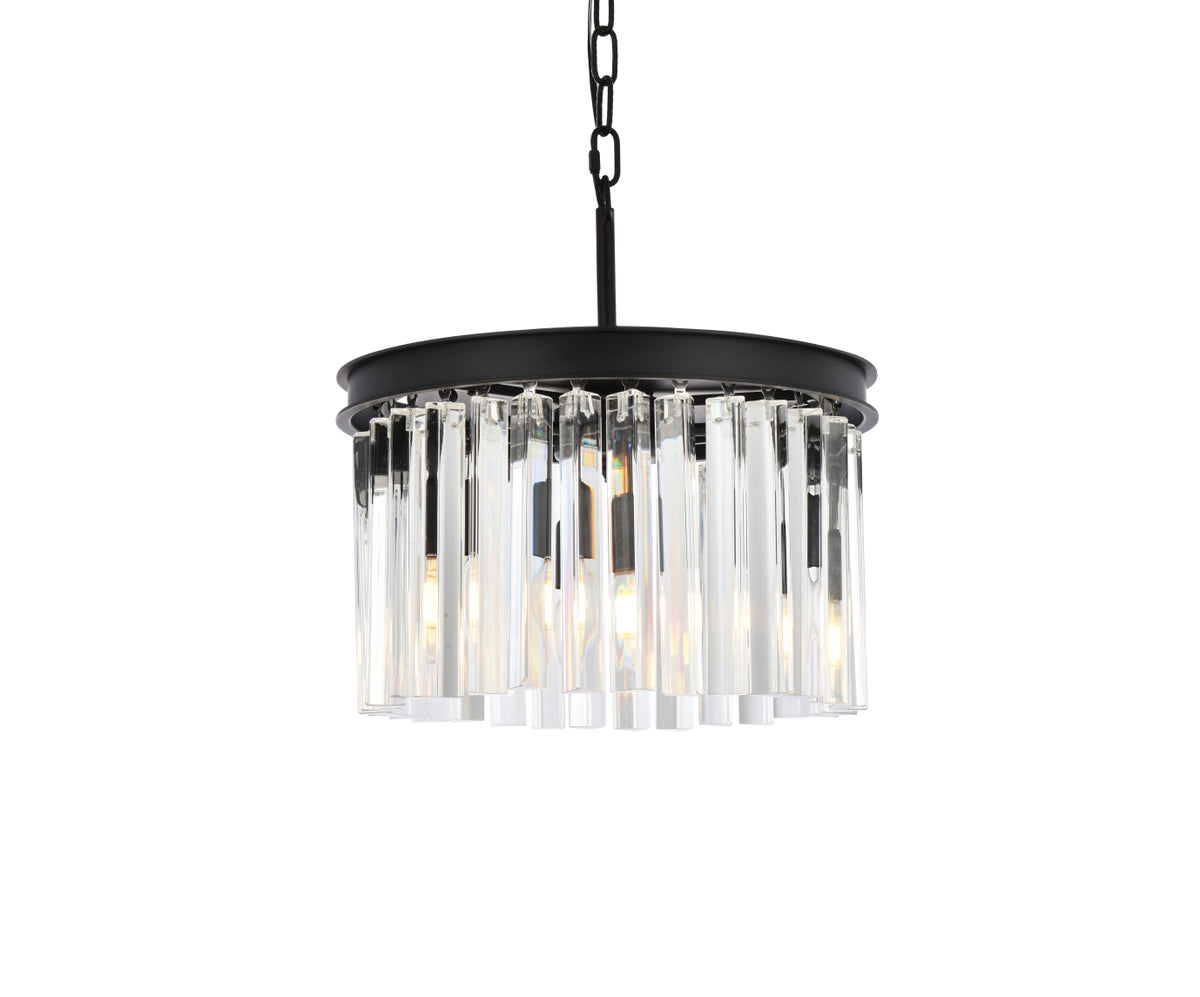 Sydney 3 light Matte Black Pendant Clear Royal Cut Crystal