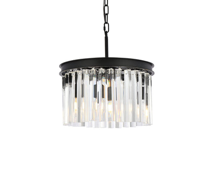 Sydney 3 light Matte Black Pendant Clear Royal Cut Crystal