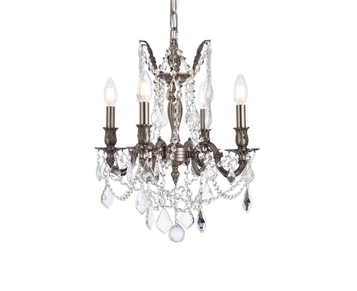 Rosalia 4 light Pewter Pendant Clear Royal Cut Crystal