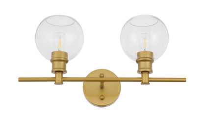 Collier 2 light Brass and Clear glass Wall sconce