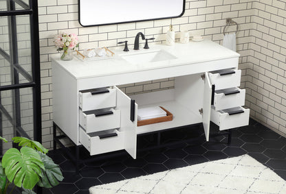 60 inch Single bathroom vanity in white