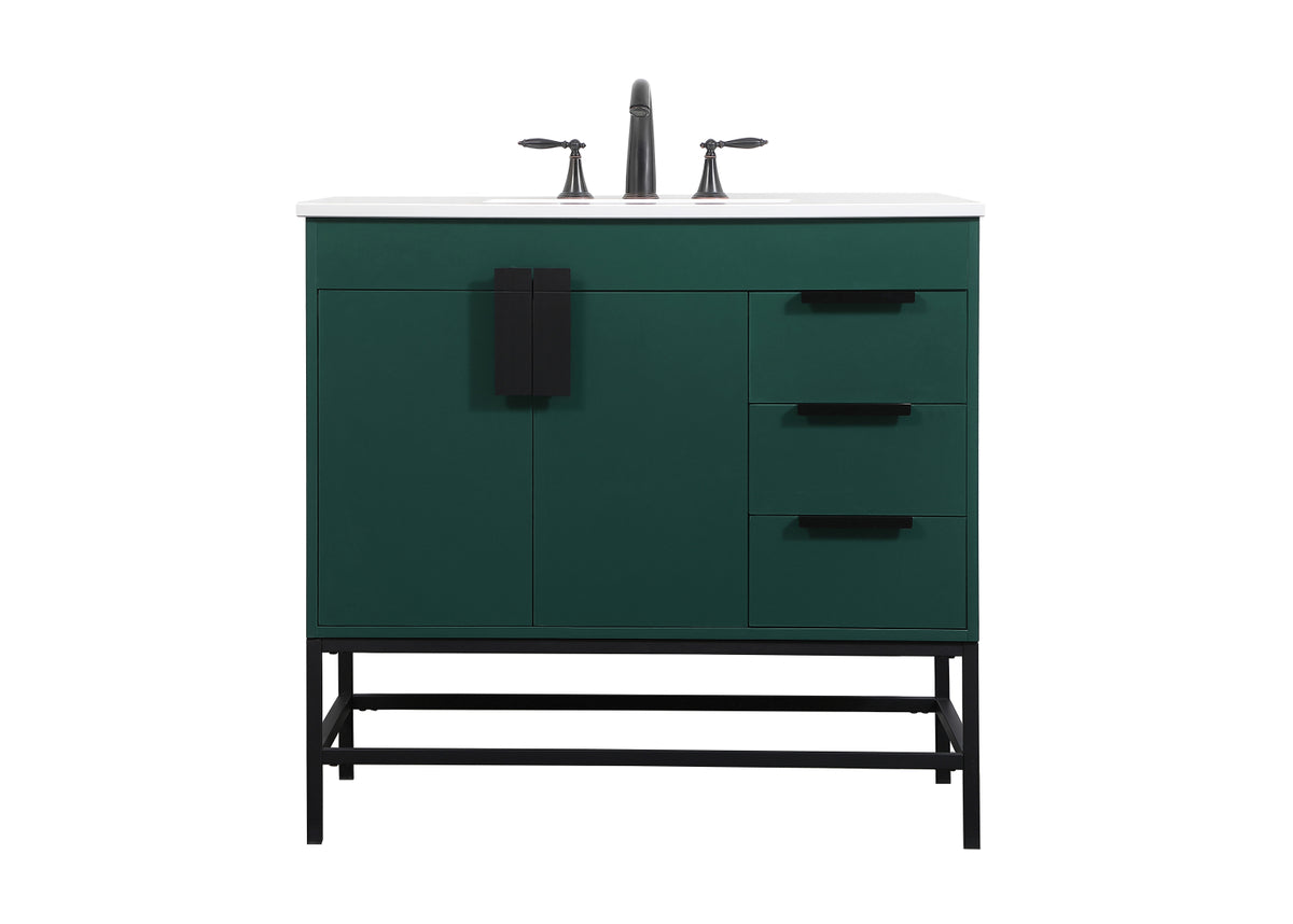 36 inch Single bathroom vanity in green