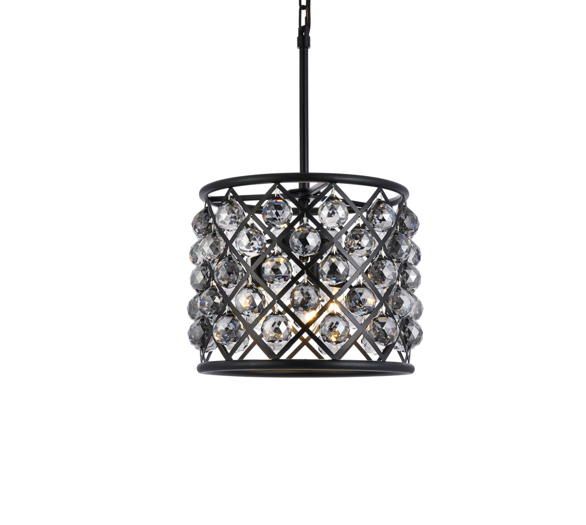 Madison 4 light Matte Black Pendant Silver Shade (Grey) Royal Cut Crystal