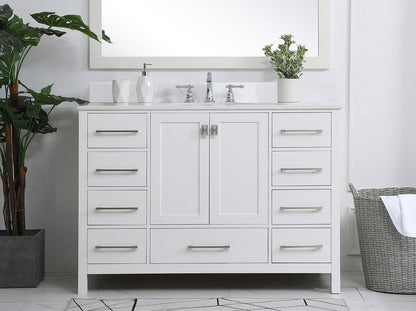 48 inch Single Bathroom Vanity in White with Backsplash