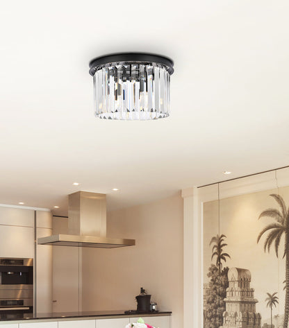 Sydney 3 light Matte Black Flush Mount Clear Royal Cut Crystal