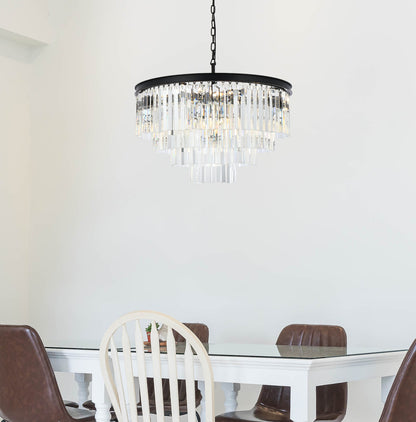 Sydney 17 light Matte Black Chandelier Clear Royal Cut Crystal