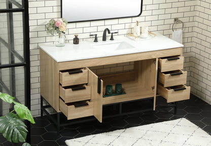 60 inch Single bathroom vanity in mango wood