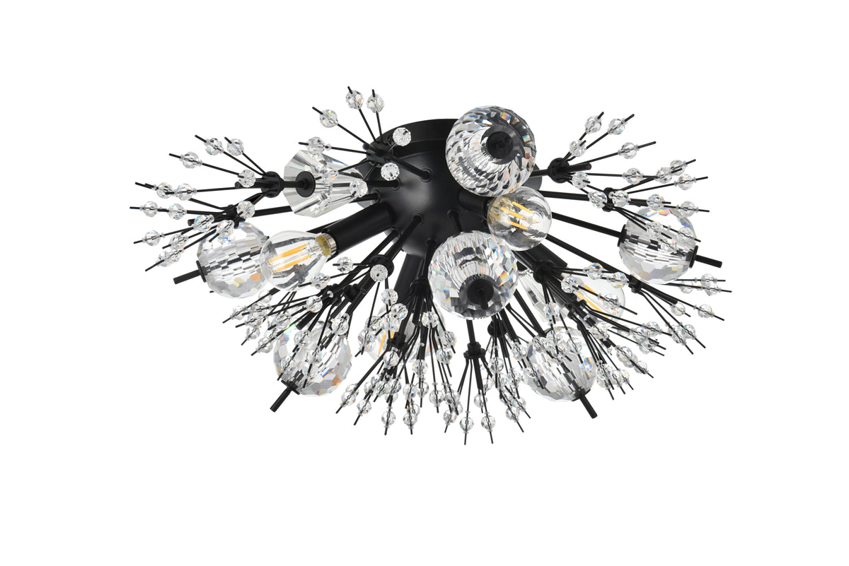 Vera 19 inch crystal starburst wall sconce in black