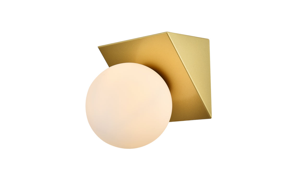 Jillian 1 light Brass and frosted white Bath Sconce
