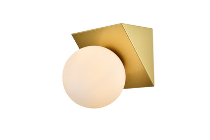 Jillian 1 light Brass and frosted white Bath Sconce