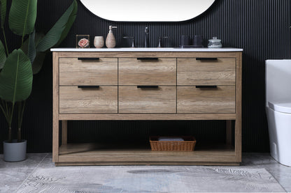 54 Inch SIngle Bathroom Vanity In Natural Oak