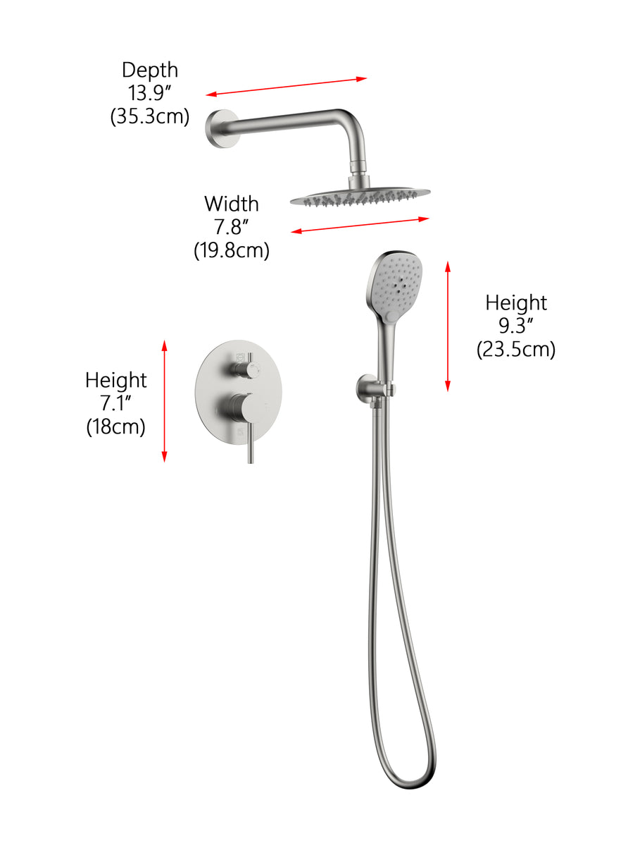 George Complete Shower Faucet System with Rough-in Valve in Brushed Nickel