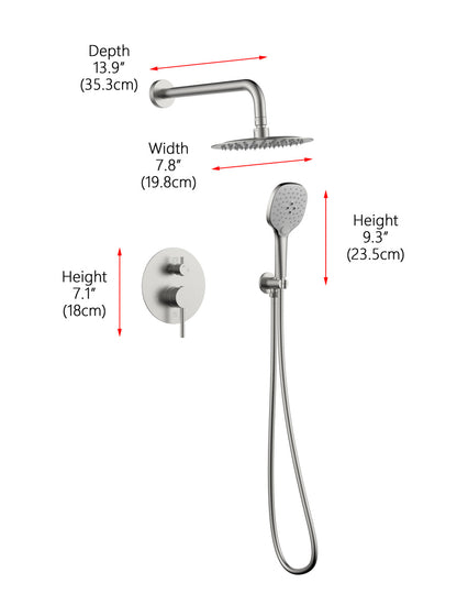 George Complete Shower Faucet System with Rough-in Valve in Brushed Nickel