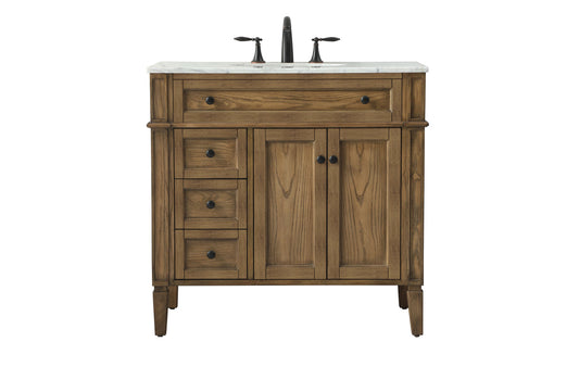 36 inch Single bathroom vanity in driftwood