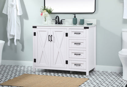 42 inch Single bathroom vanity in white with backsplash