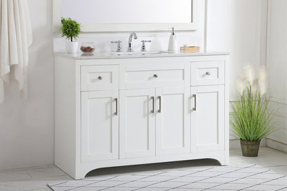 48 inch Single Bathroom Vanity in White with Backsplash