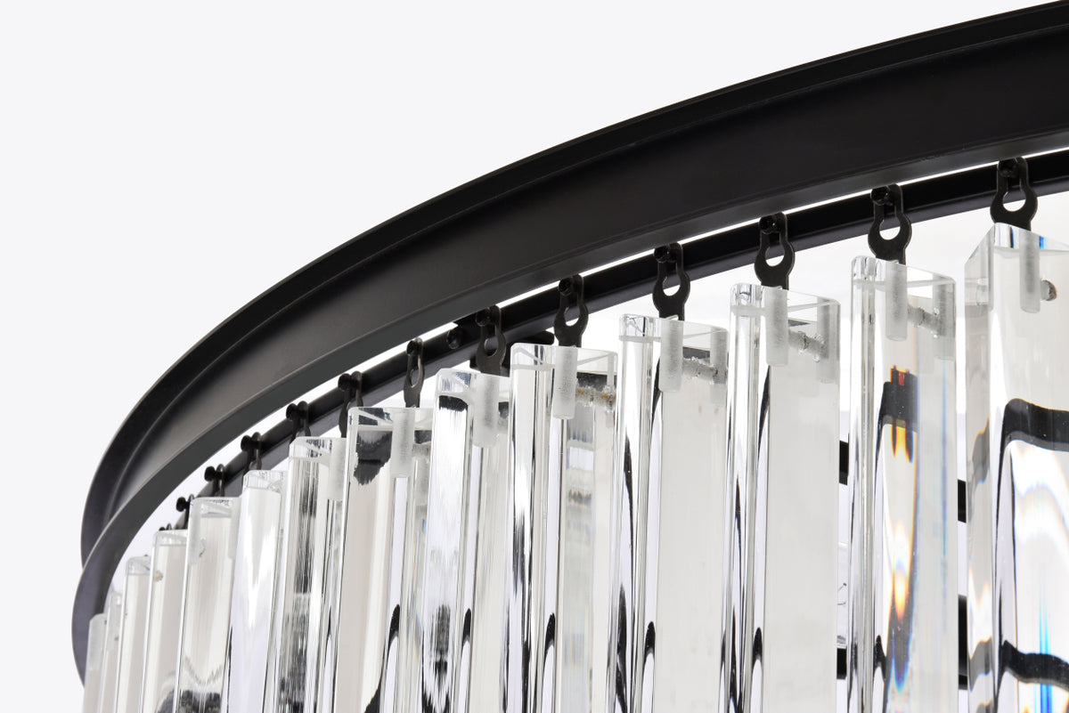 Sydney 48 inch spiral crystal chandelier in matte black