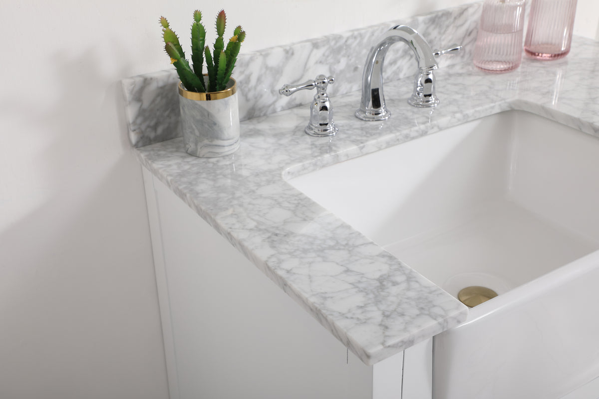 36 inch Single bathroom vanity in white with backsplash