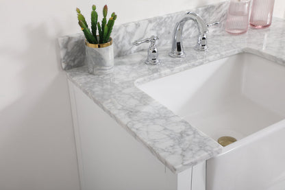 36 inch Single bathroom vanity in white with backsplash