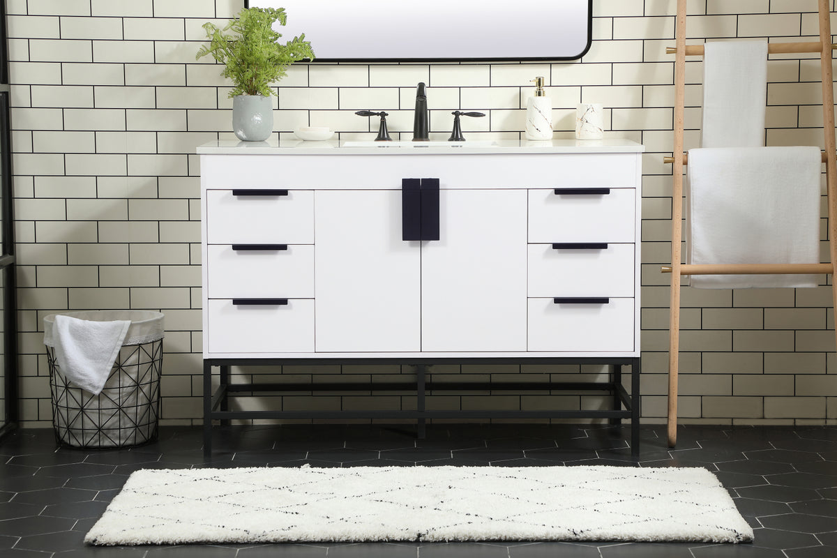 48 inch Single bathroom vanity in white