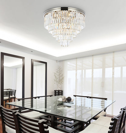 Sydney 17 light polished nickel Flush Mount Clear Royal Cut Crystal