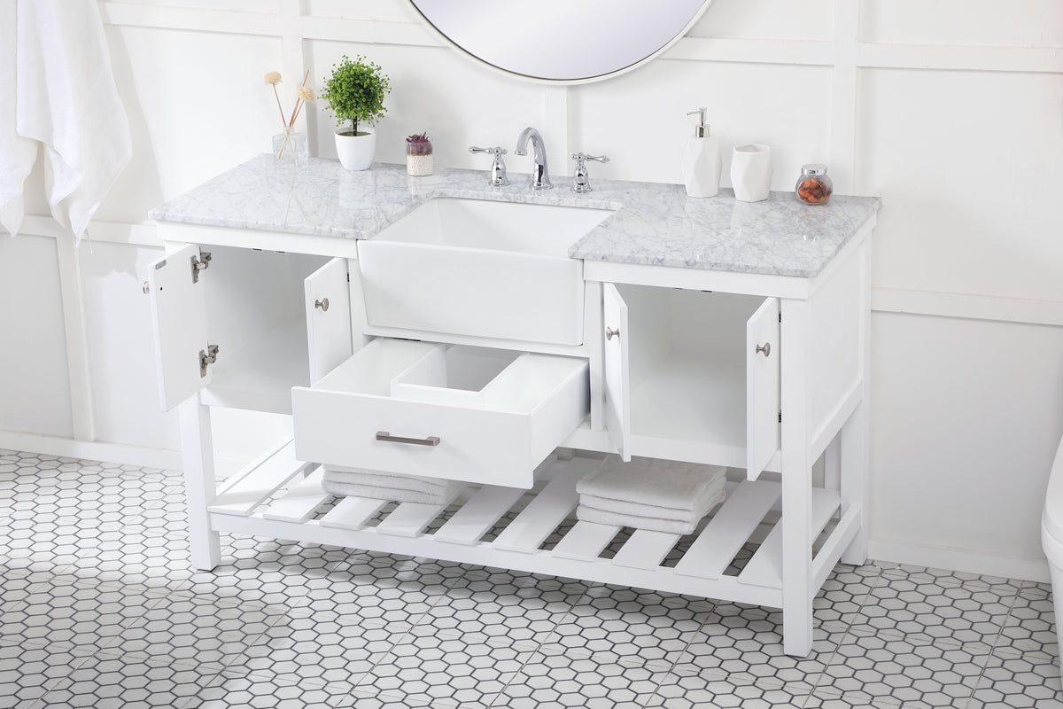 60 inch Single bathroom vanity in white