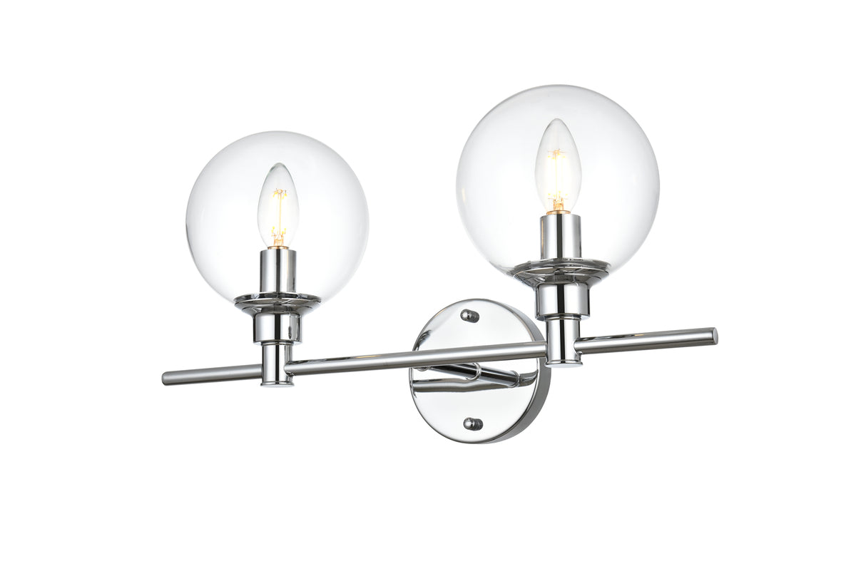 Jaelynn 2 light Chrome and Clear Bath Sconce