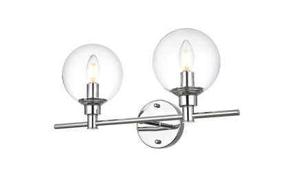 Jaelynn 2 light Chrome and Clear Bath Sconce