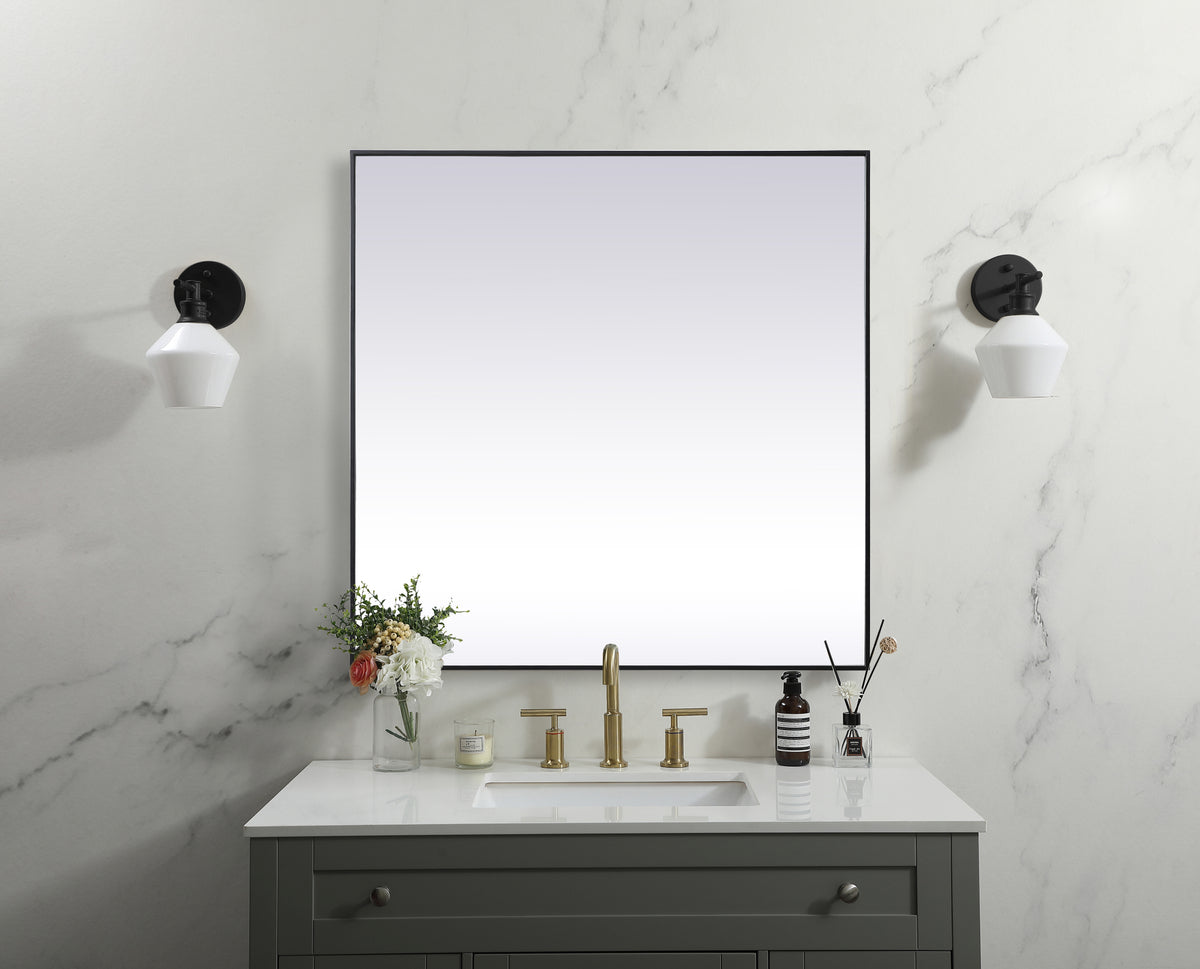 Metal Frame Square Mirror 48 inch in Black