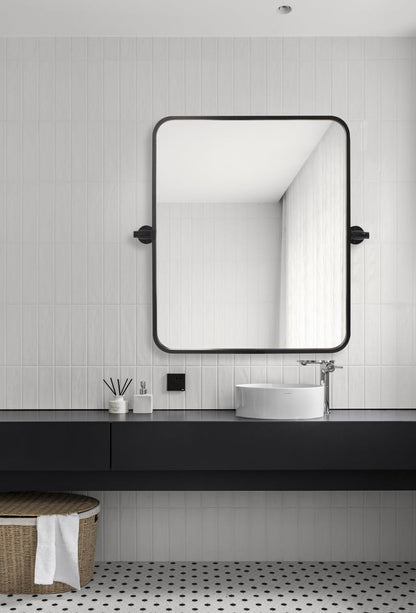 Soft corner pivot mirror 20x24 inch in black