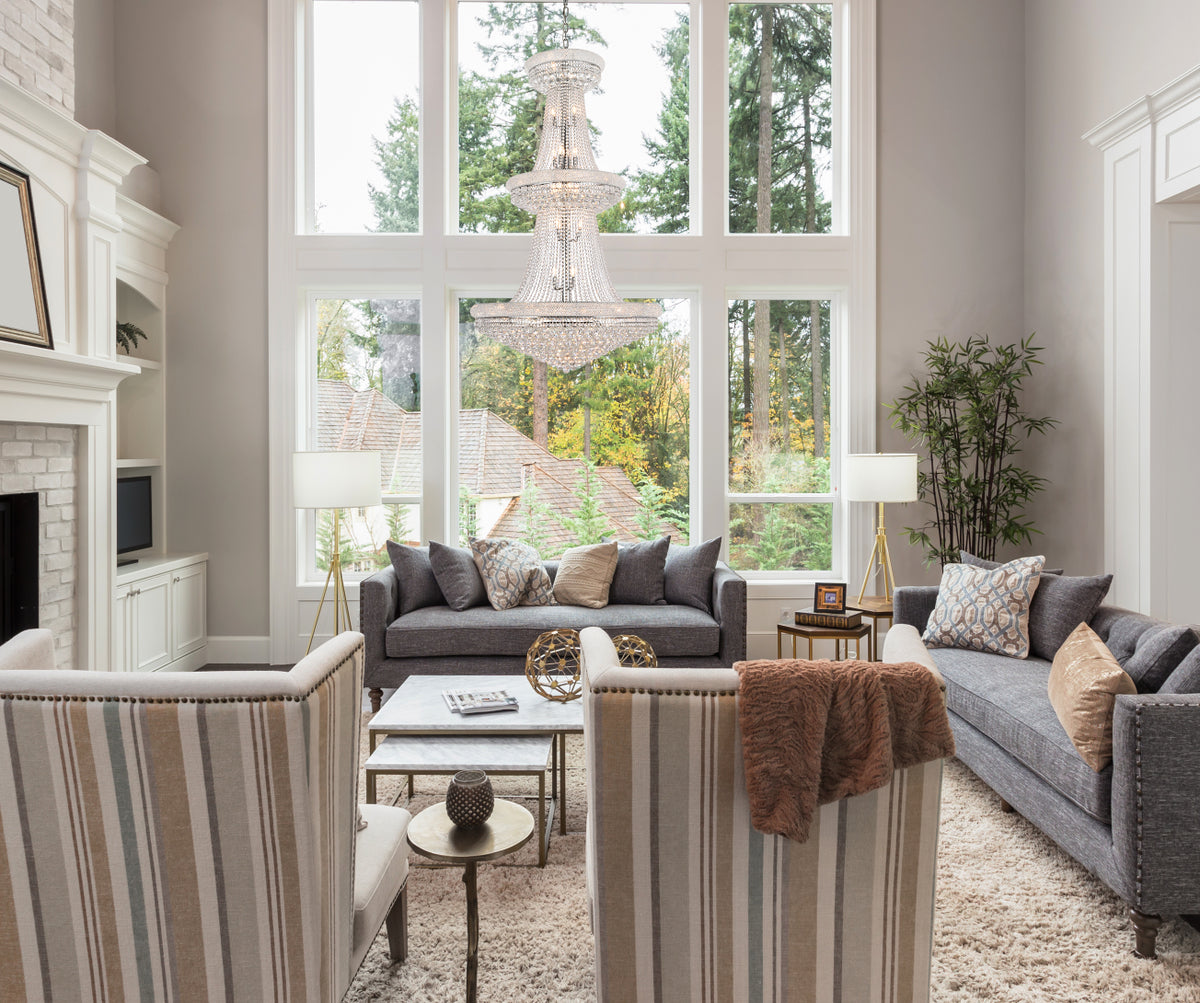 Primo 38 light Chrome Chandelier Clear Royal Cut Crystal