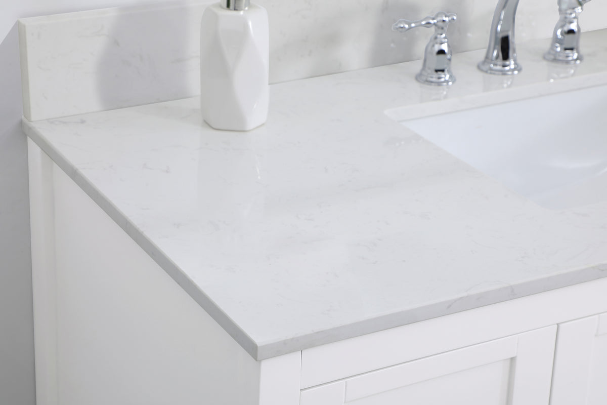 48 inch Single Bathroom Vanity in White with Backsplash